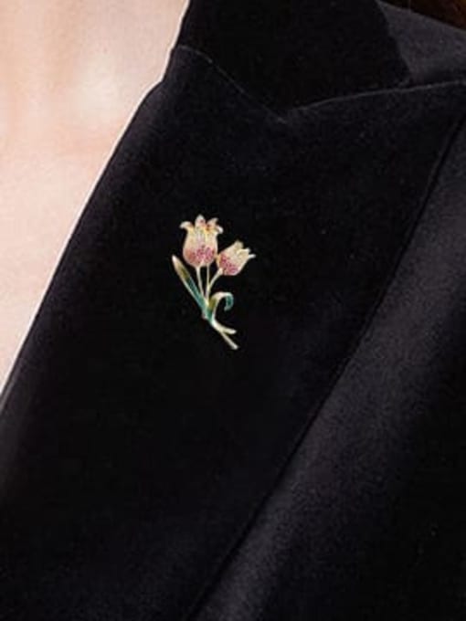Luxu Brass Cubic Zirconia Flower Statement Brooch 1