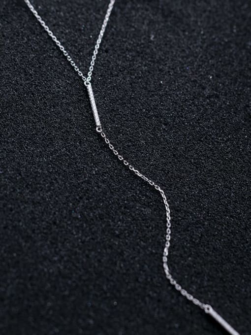 Rosh 925 Sterling Silver  Minimalist Tassel Lariat Necklace