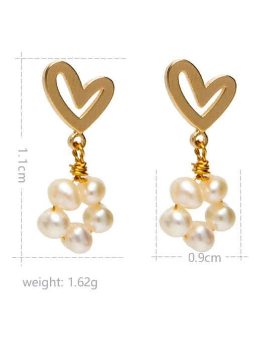 RAIN Brass Freshwater Pearl Heart Minimalist Drop Earring 3
