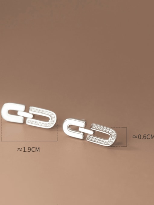 Rosh 925 Sterling Silver Cubic Zirconia Geometric Minimalist Drop Earring 3