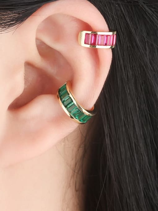 ROSS Brass Cubic Zirconia Geometric Dainty Huggie Earring 1