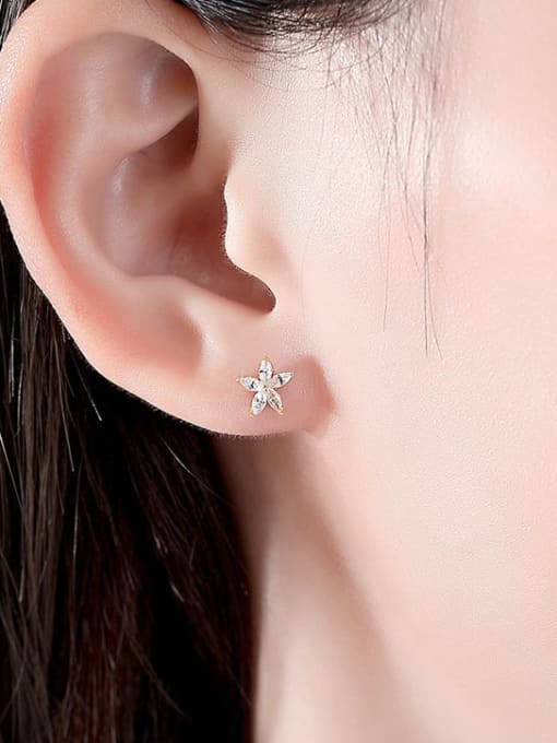 CCUI 925 Sterling Silver Flower Minimalist Stud Earring 1