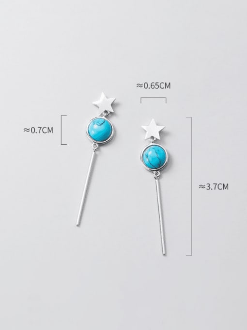 Rosh 925 Sterling Silver Turquoise Tassel Minimalist Threader Earring 3