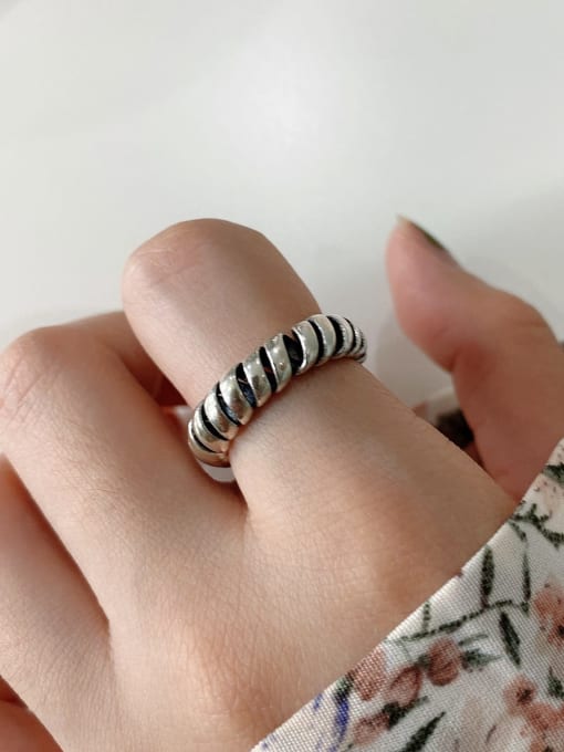 Boomer Cat 925 Sterling Silver  Vintage Twist french fries Free Size Ring 1