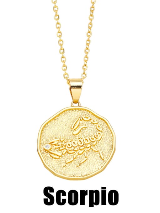Scorpio Brass Constellation Vintage Necklace