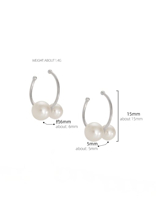 BeiFei Minimalism Silver Brass Imitation Pearl Irregular Minimalist Clip Earring 2
