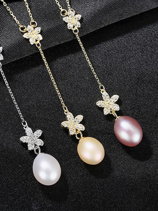 CCUI 925 Sterling Silver Freshwater Pearl Flower Minimalist Necklace 1