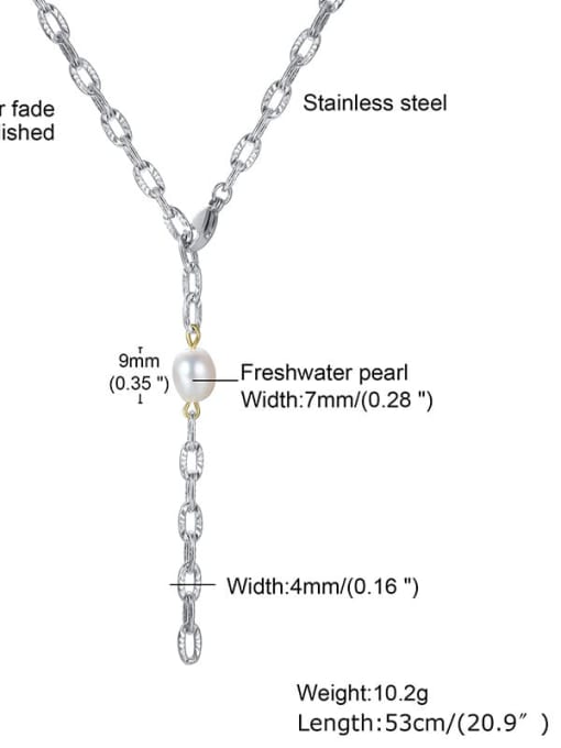 CONG Titanium Steel Imitation Pearl Minimalist Tassel Necklace 2