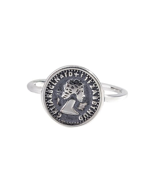 HAHN 925 Sterling Silver Personalized English geometric figure coin Midi Ring