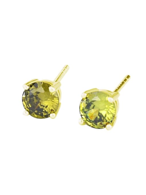 Olive green gold 925 Sterling Silver Cubic Zirconia Geometric Minimalist Stud Earring