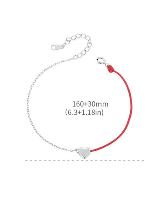 Jare 925 Sterling Silver Heart Minimalist Asymmetrical  Chain Link Bracelet 2