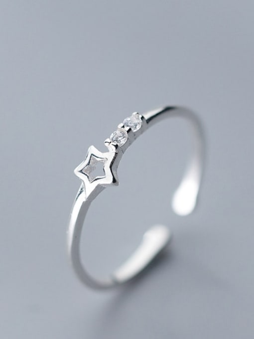 Rosh 925 Sterling Silver Hollow Star Minimalist Band Ring 0