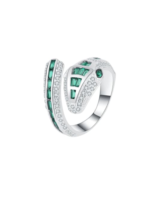 KDP1223 Green 925 Sterling Silver Cubic Zirconia Snake Luxury Band Ring
