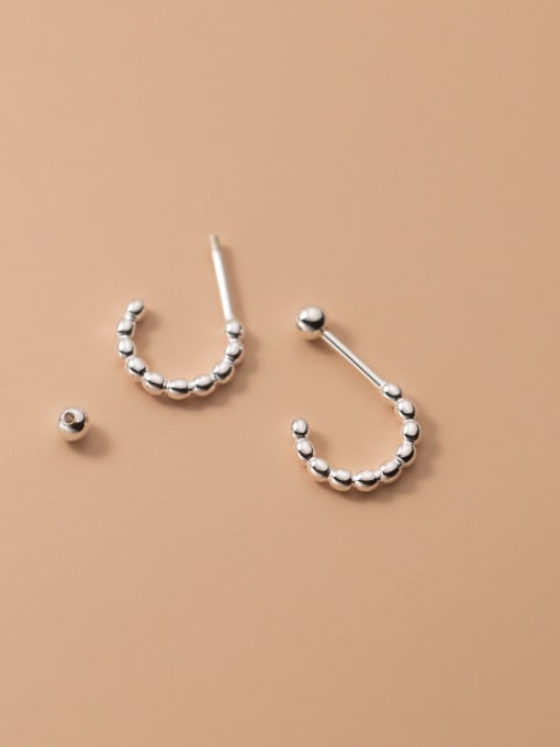 Rosh 925 Sterling Silver Bead Geometric Minimalist Stud Earring 4