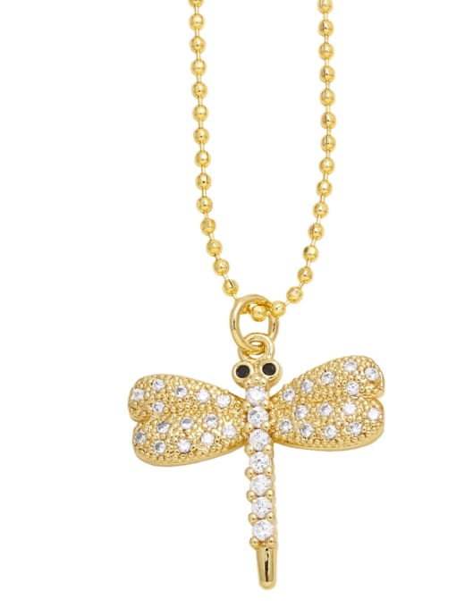 A Brass Cubic Zirconia Dragonfly Trend Necklace