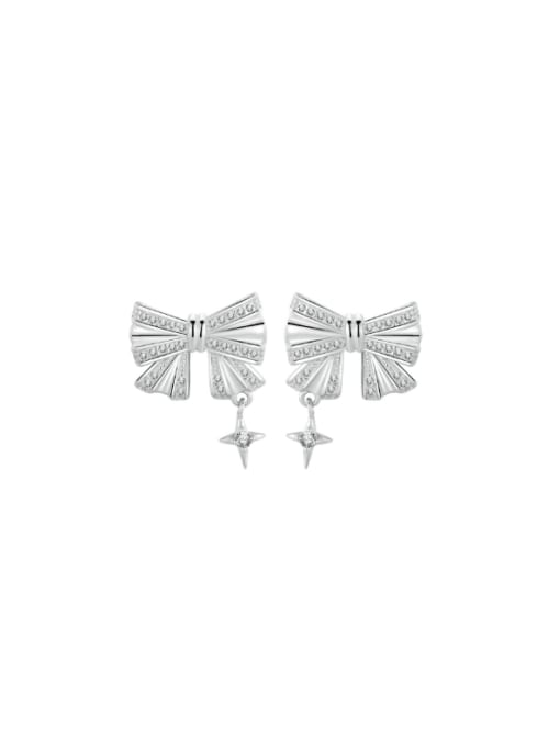 White gold 925 Sterling Silver Cubic Zirconia Butterfly Minimalist Drop Earring