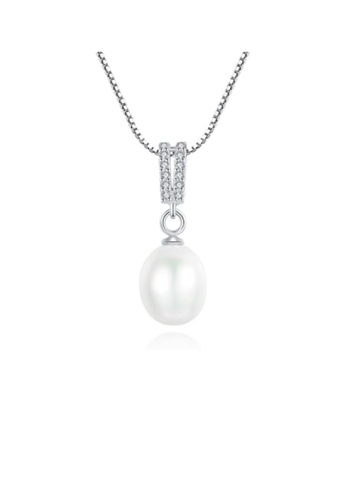 CCUI 925 Sterling Silver Freshwater Pearl Simple pendant  Necklace 0