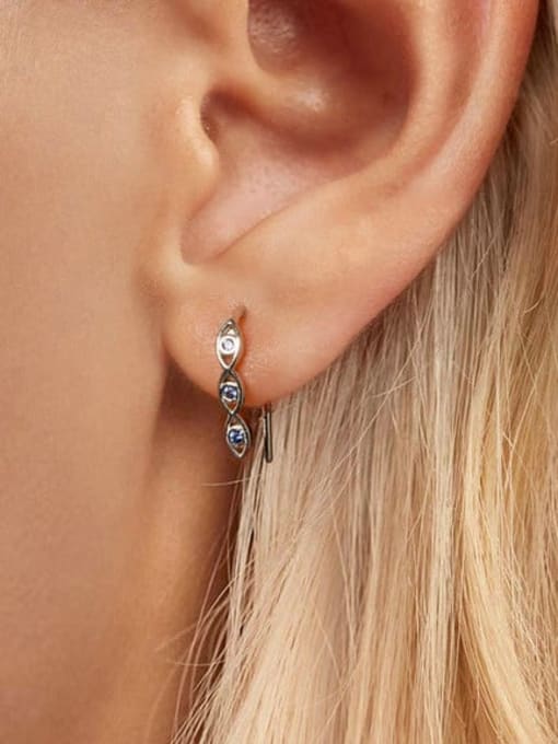 Jare 925 Sterling Silver Cubic Zirconia Geometric Minimalist Hook Earring 1