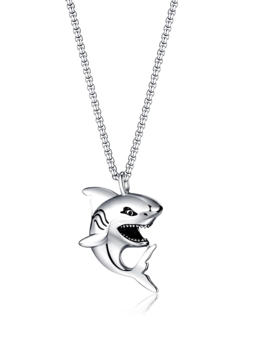 2189 pendant + pearl chain 3*55cm Titanium Steel Dolphin Minimalist Necklace
