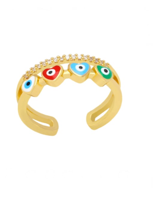 Mixed color Brass Enamel Cubic Zirconia  Heart Trend Band Ring