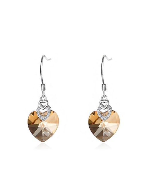 JYTZ 015 (earring coffee) 925 Sterling Silver Austrian Crystal Heart Classic Necklace