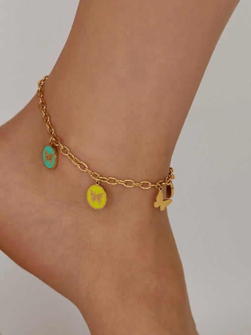 Open Sky Brass Enamel  Butterfly Minimalist Anklet 1