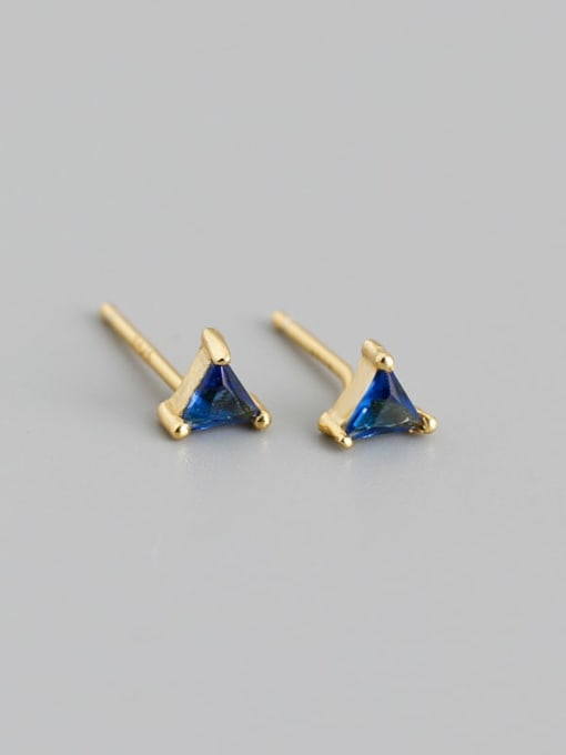 Bluestone (gold) plastic plug 925 Sterling Silver Cubic Zirconia Triangle Minimalist Stud Earring