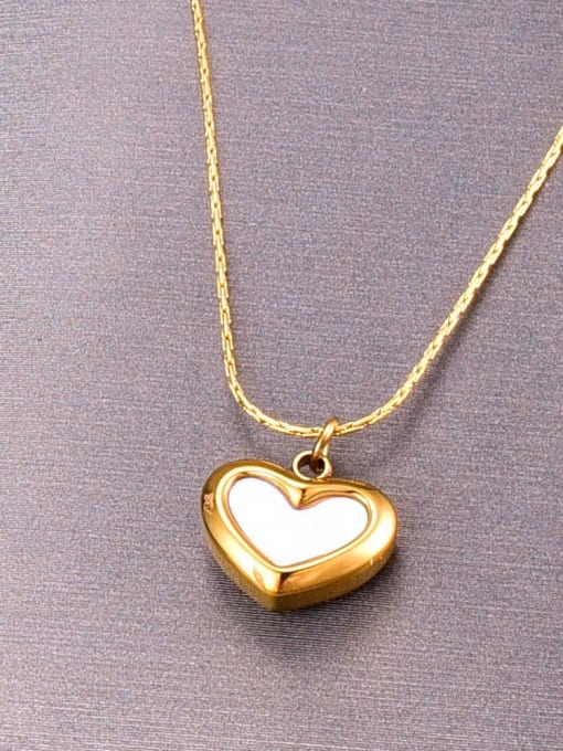 A TEEM Titanium Shell Heart Minimalist  pendant Necklace 1