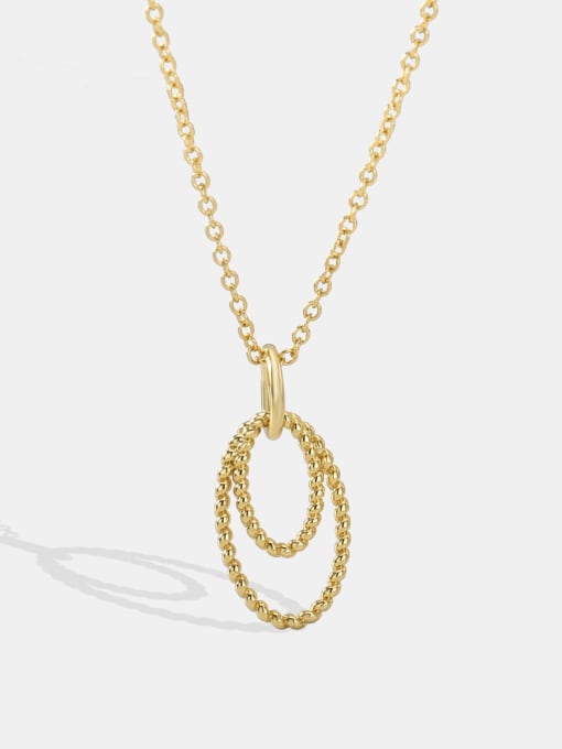 CHARME Brass Gold Fried Dough Twist Double Ring Necklace 3