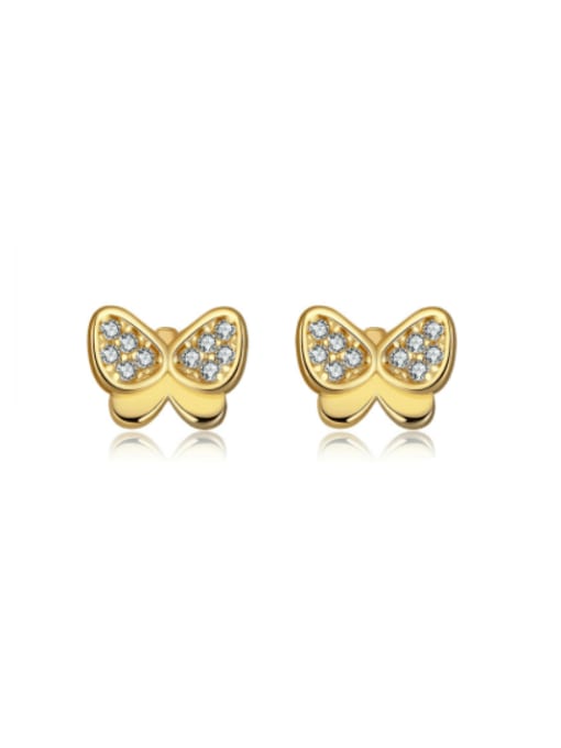 RINNTIN 925 Sterling Silver Cubic Zirconia Butterfly Cute Stud Earring