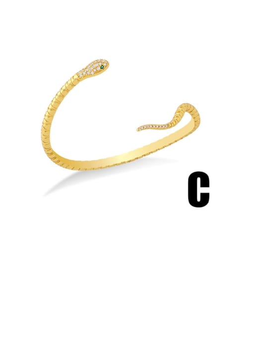 CC Brass Cubic Zirconia Snake Vintage Cuff Bangle 2
