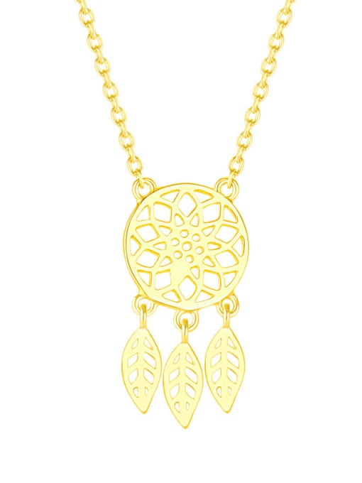Gold 925 Sterling Silver Leaf Minimalist pendant Necklace