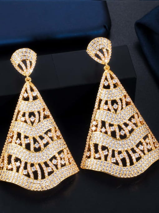 gold Brass Cubic Zirconia Irregular Luxury Drop Earring