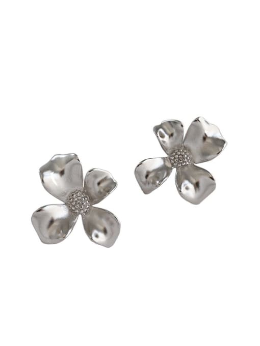 DAKA 925 Sterling Silver Rhinestone Flower Vintage Stud Earring 4