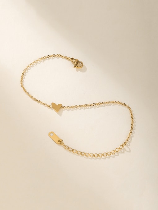 A TEEM Titanium Steel Heart Minimalist Link Bracelet 0