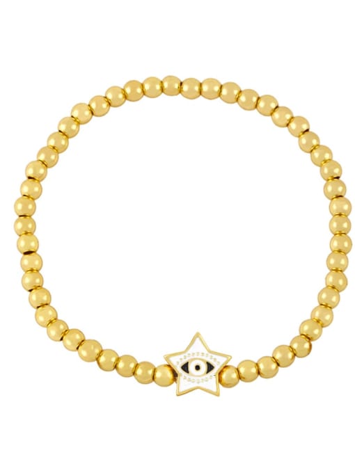 white Brass Enamel Evil Eye Vintage Five-pointed star Beaded Bracelet