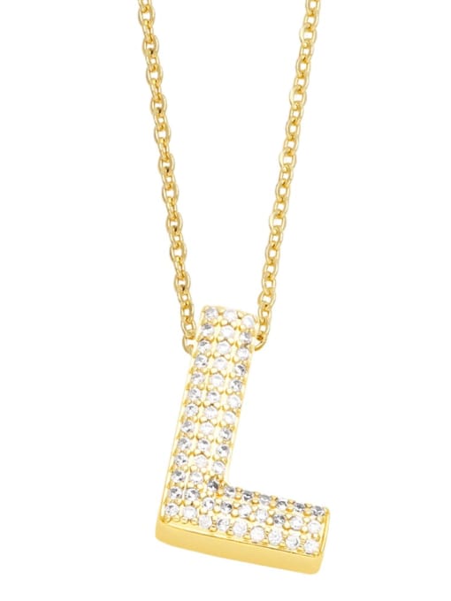 L Brass Cubic Zirconia Letter Trend Necklace