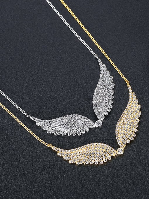 BLING SU Brass Cubic Zirconia Wing Hip Hop Necklace 2