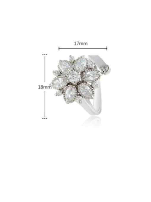 BLING SU Copper Cubic Zirconia Flower Dainty Band Ring 2