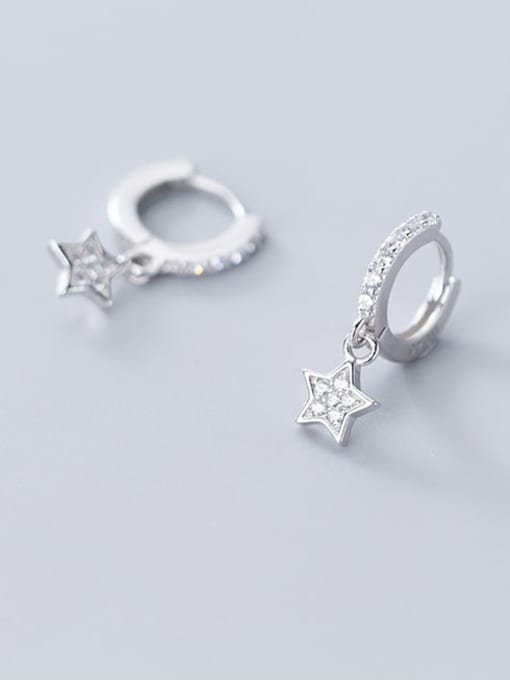 Rosh 925 Sterling Silver Rhinestone Star Minimalist Huggie Earring 2