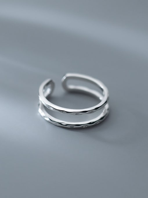silver 925 Sterling Silver Irregular Minimalist Stackable Ring