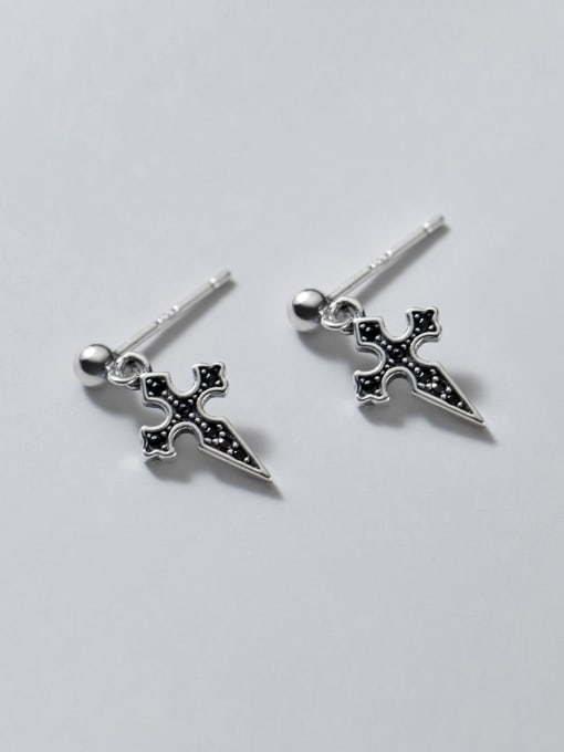 Rosh 925 Sterling Silver Cross Vintage Stud Earring 2