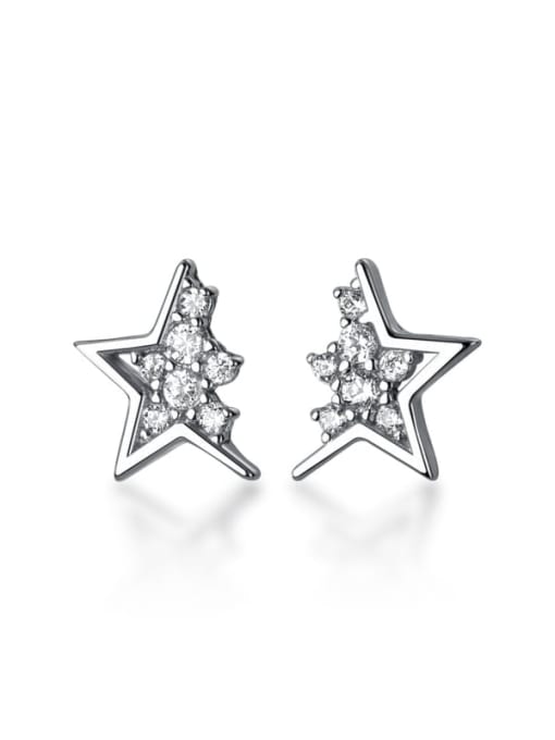 Rosh 925 Sterling Silver Cubic Zirconia Five-pointed star Minimalist Drop Earring 3