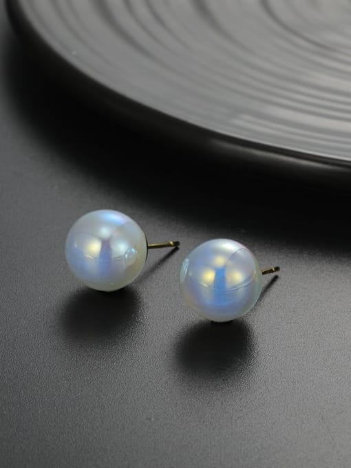 12mm blue Zinc Alloy Imitation Pearl Round Minimalist Stud Earring