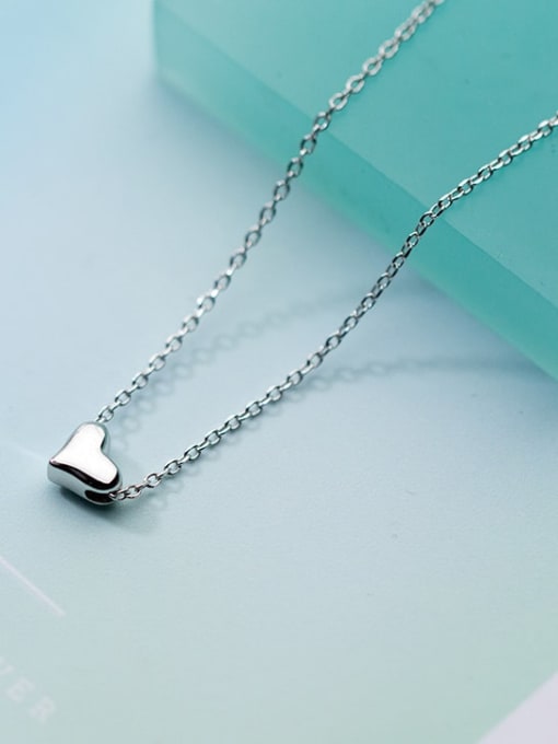 Rosh 925 Sterling Silver  Minimalist Smooth Heart  Pendant Necklace 0