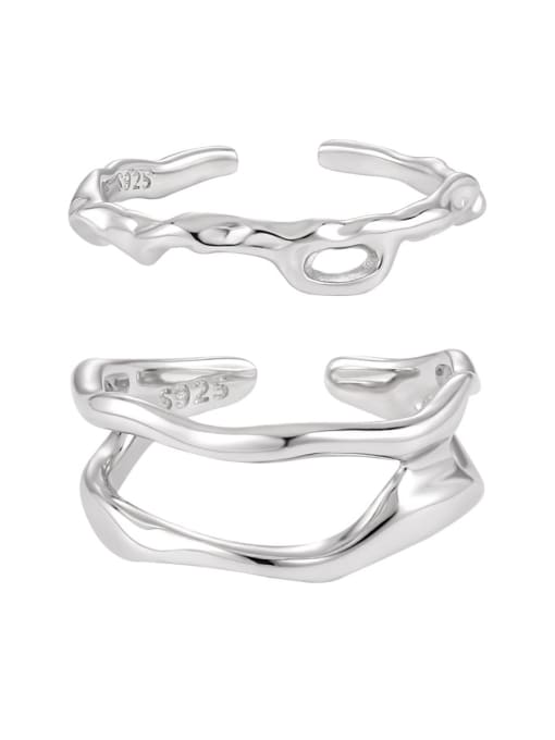DAKA 925 Sterling Silver Geometric Minimalist Stackable Ring 0