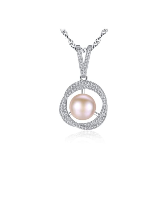 CCUI 925 Sterling Silver 3A Zircon Freshwater Pearl Pendant Necklace 0
