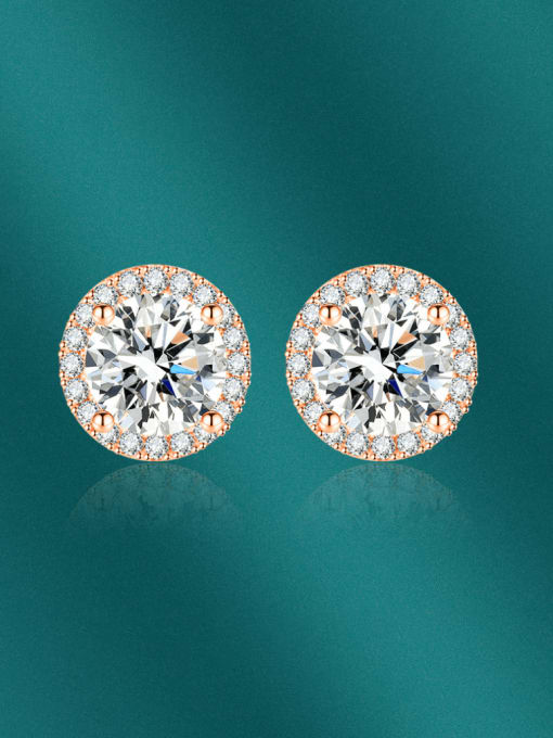 Rose Gold Brass Cubic Zirconia Round Dainty Cluster Earring