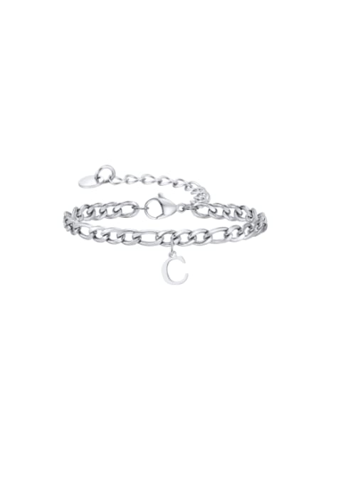 C Stainless steel Letter Hip Hop Link Bracelet