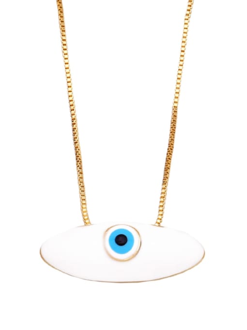 white Brass Enamel Evil Eye Minimalist Necklace
